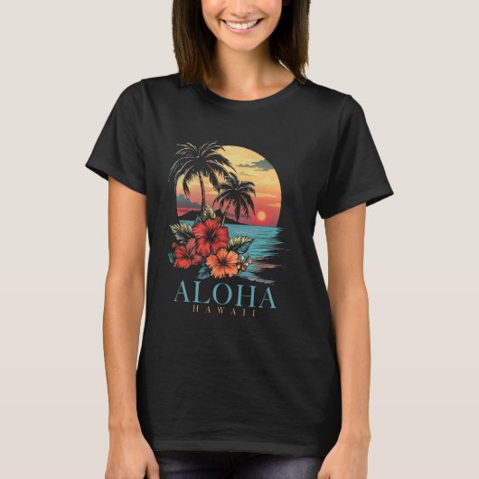 ハワイアロハハワイアンハイビスカスサーファースーベリーヴィン Tシャツ (正面)