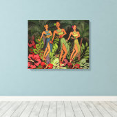 ハワイアロハパームフラアートデザイン キャンバスプリント (インサイチュ (ウッドフロア))