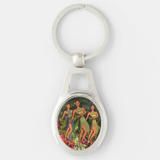 ハワイアロハパームフラアートデザイン キーホルダー (正面)