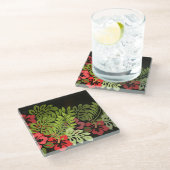 ハワイアロハフラワーアートプリント ガラスコースター (アングル)