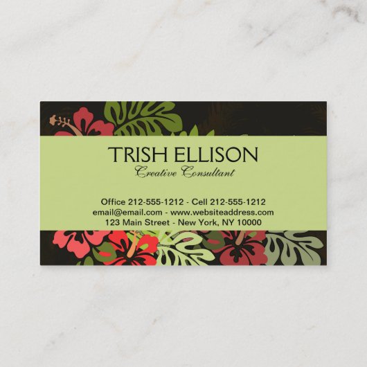 ハワイアロハフラワーアートプリント 名刺 (裏面)