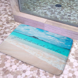 ハワイアロハ引用文ターコイズトロピカルビーチ写真 バスマット