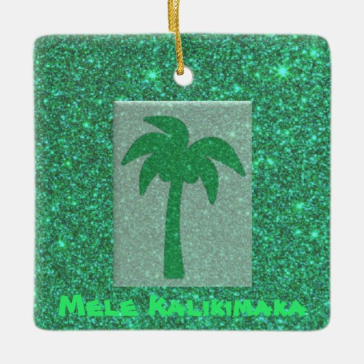 ハワイアンかわいらしグリッタークリスマスツリーオーナメント セラミックオーナメント (正面)