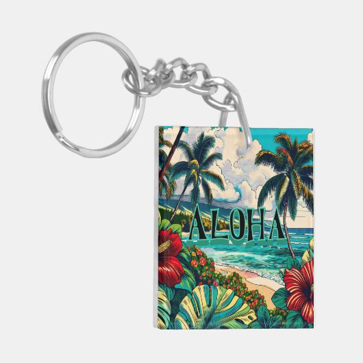 ハワイアンかわいらし島をテーマにした キーホルダー (正面左)