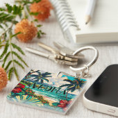 ハワイアンかわいらし島をテーマにした キーホルダー (正面右)