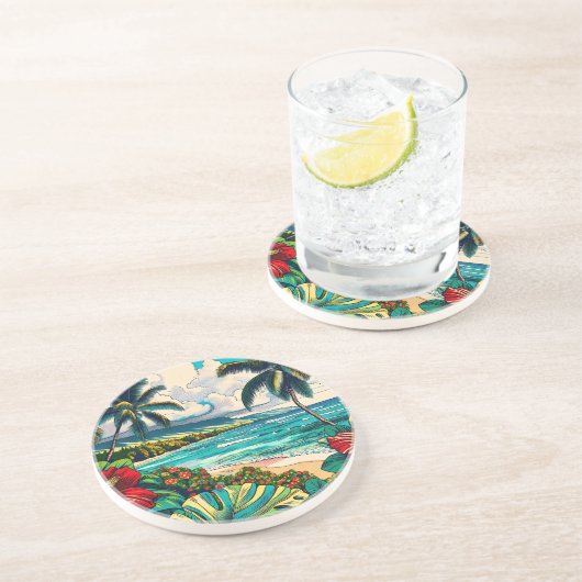 ハワイアンかわいらし島をテーマにした コースター (側面)