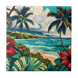 ハワイアンかわいらし島をテーマにした タイル