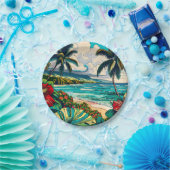 ハワイアンかわいらし島をテーマにした ペーパープレート (パーティー)