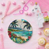 ハワイアンかわいらし島をテーマにした ペーパープレート (パーティー)