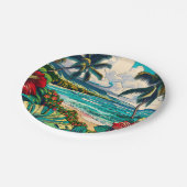 ハワイアンかわいらし島をテーマにした ペーパープレート (アングル)