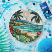 ハワイアンかわいらし島をテーマにした ペーパープレート (パーティー)