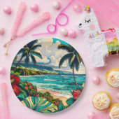 ハワイアンかわいらし島をテーマにした ペーパープレート (パーティー)