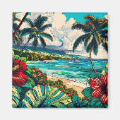 ハワイアンかわいらし島をテーマにした マグネット (正面)