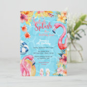 ハワイアンな水遊び夏プール誕生日パーティー 招待状 (スタンド正面)