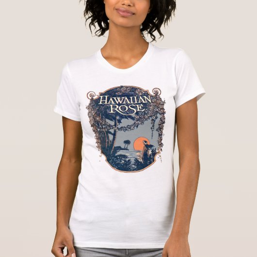 ハワイアンのばら色の女性ライト不足分の袖のTシャツ Tシャツ (正面)