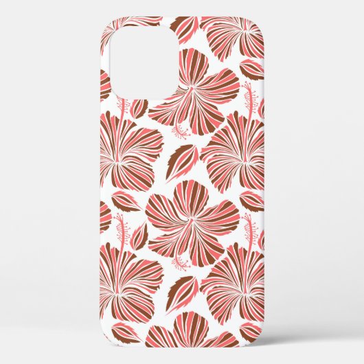 ハワイアンのハイビスカスの花:茶色のトロピカルスタイル。 Case-Mate iPhoneケース (裏面)