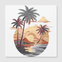 ハワイアンの夕日とヤシの木。