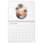 ハワイアンの夕日とヤシの木 カレンダー (1月 2027)