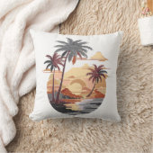 ハワイアンの夕日とヤシの木。 クッション (ブランケット)