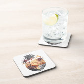 ハワイアンの夕日とヤシの木。 コースター (右側)