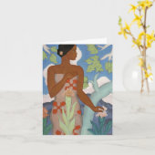 'ハワイアンの女性' - Arman Manookian Card カード (黄色い花)