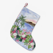 ハワイアンの水疱:熱帯の水のカラーパターン スモールクリスマスストッキング (正面 (吊り時))