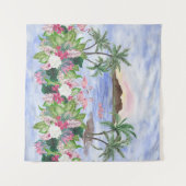 ハワイアンの水疱:熱帯の水のカラーパターン タペストリー (正面(横))