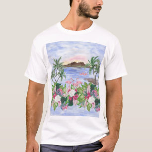 ハワイアンの水疱:熱帯の水のカラーパターン Tシャツ