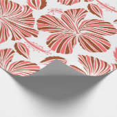 ハワイアンの熱帯の自然フローラ茶色。 ラッピングペーパー (角)