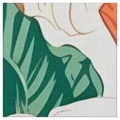 ハワイアンの熱帯の花と葉のパターン ファブリック (クローズアップ)