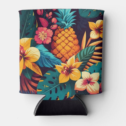 ハワイアンの熱帯性フローラパイナップル模様 缶クーラー (正面)