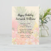 ハワイアンの花とパイナップルの誕生日パーティーの招待状 招待状 (スタンド正面)