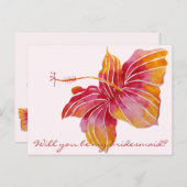 ハワイアンの花は私の花嫁付き葉書になる インビテーションポストカード (正面/裏面)