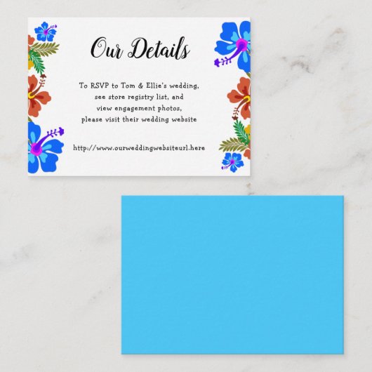 ハワイアンの花結婚の詳細囲いカード エンクロージャーカード (正面/裏面)