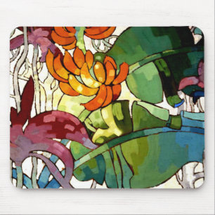 ハワイアンの花絵画カラフルの マウスパッド