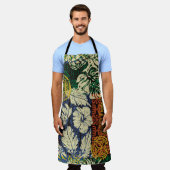 ハワイアンの部族エレメントとハイビスカスファブリックパッチ エプロン (着用した状態)