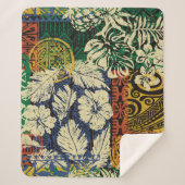 ハワイアンの部族エレメントとハイビスカスファブリックパッチ シェルパブランケット (正面)