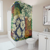 ハワイアンの部族エレメントとハイビスカスファブリックパッチ シャワーカーテン (インサイチュ)