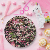 「ハワイアンの雪の茂み植物/ピンクス、緑と白 ペーパープレート (パーティー)