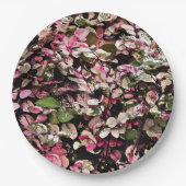 「ハワイアンの雪の茂み植物/ピンクス、緑と白 ペーパープレート (正面)
