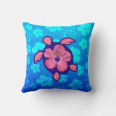 ハワイアンのHonuのカメおよびハイビスカス クッション (裏面)