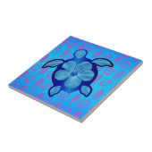 ハワイアンのHonuのカメおよびハイビスカス タイル (側面)