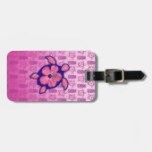 ハワイアンのHonuのカメおよびハイビスカス ラゲッジタグ (正面横)