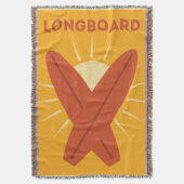 ハワイアンのLongboardのサーフボードのヴィンテージのレトロ スローブランケット (正面縦)