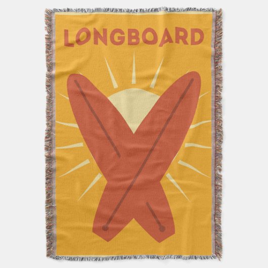 ハワイアンのLongboardのサーフボードのヴィンテージのレトロ スローブランケット (正面縦)