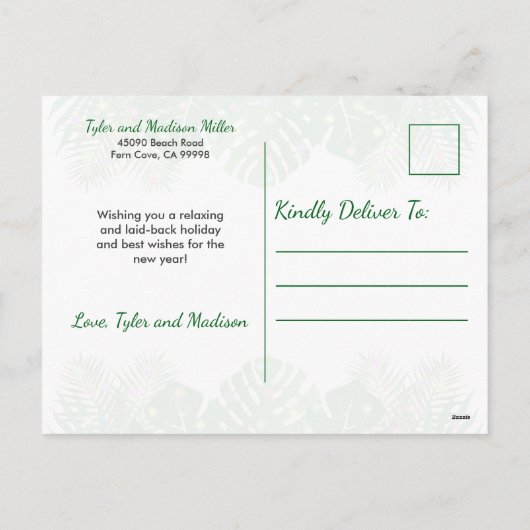 ハワイアンのMele Kalikimakaのクリスマスの照明の写真 シーズンポストカード (裏面)