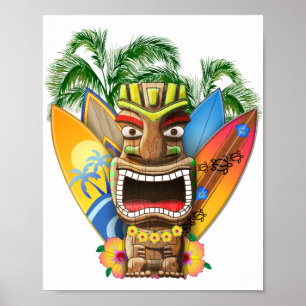 ハワイアンのTikiのサーフィン ポスター