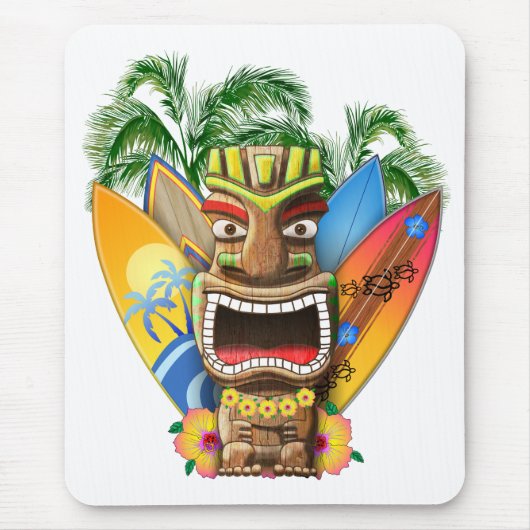 ハワイアンのTikiのサーフィン マウスパッド (正面)