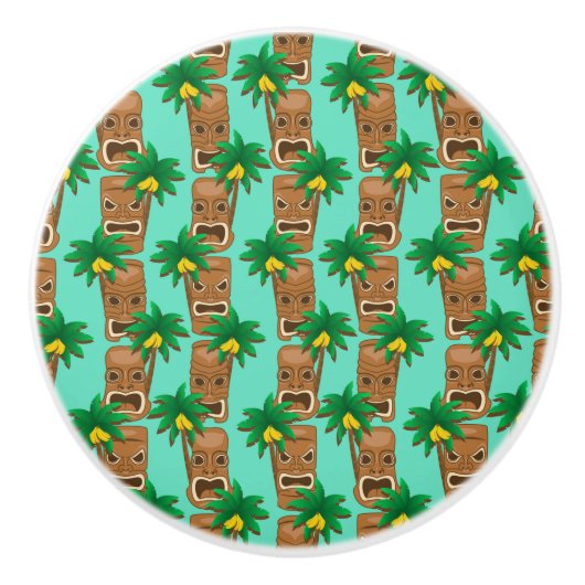 ハワイアンのTikiの繰り返しパターン セラミックノブ (正面)