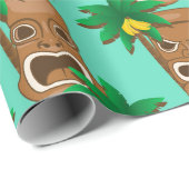 ハワイアンのTikiの繰り返しパターン ラッピングペーパー (ロールコーナー)